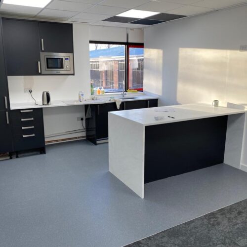 Office refurbishment - Break room kitchen area slip resistant vinyl